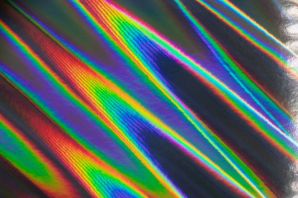 Holograph foil texture. Iridescent metal effect. Holographic glitter backdrop. Vibrant holographic texture with iridescent colors for modern design backgrounds or prints. Modern texture.