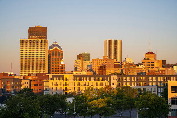 Rochester, USA - September 1, 2025. Skyline of Rochester at Sunrise, New York, USA