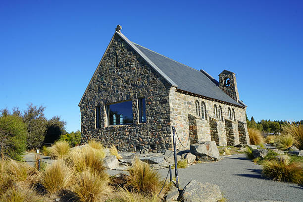 On the edge of Lake Tekapo, one of the most visited historical churches in the South Island