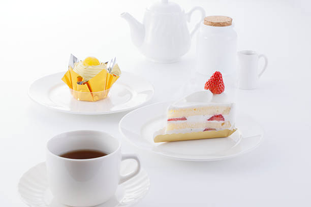 Businesswoman Taking a Coffee Break and Eating Dessert, Latte Consept