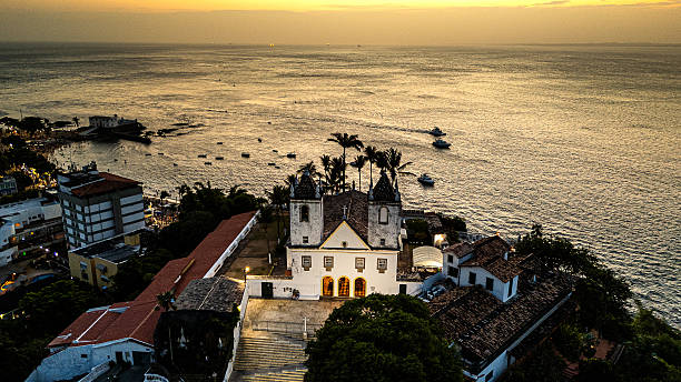 Aerial view of Santo Antonio da Barra church  at city of Salvador de Bahia - Brazil