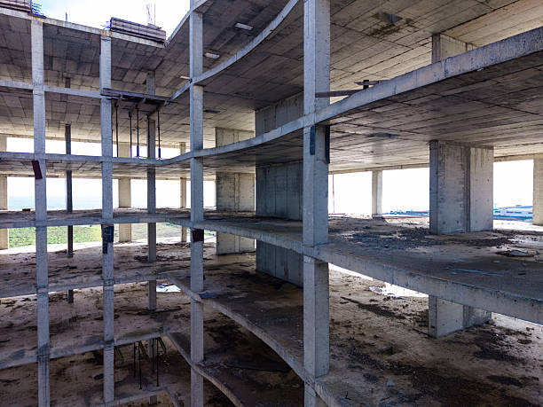 istock Construction site of a building under development with exposed concrete and empty floors located in an urban area during daylight 2254532646