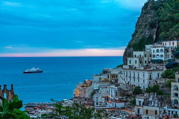 Aerial view Atrani townscape in Ravello, Italy.