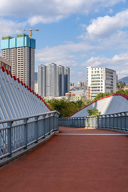 istock A red asphalt sidewalk and urban high-rise buildings 2254538662