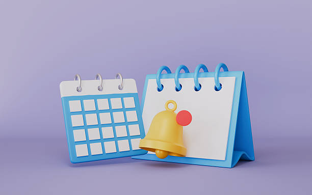 istock Calendar notification bell with appointments, reminders, planning, scheduling, meetings, Business design concepts 2254539744