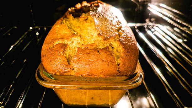 Homemade Orange Loaf Cake Baking in Oven