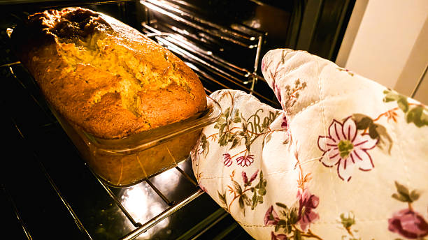Homemade Orange Loaf Cake Baking in Oven