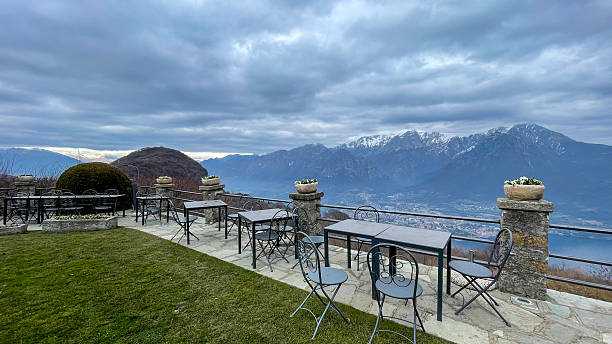 istock Restaurant tables on mountain viewpoint, Lake Como 2254563388