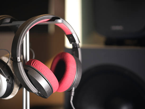istock Over-Ear Headphones with Red Ear Cushions 2254566665