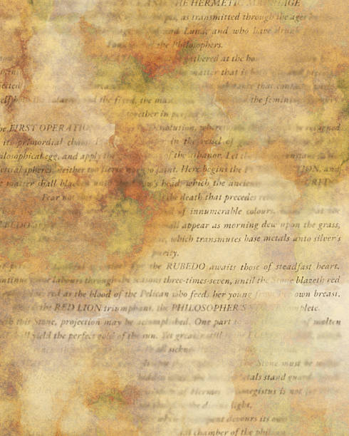 istock Old manuscript abstract background with fictitious alchemy text. Grainy stained page. 2254573873