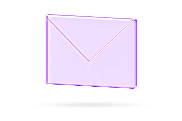 Minimalist purple envelope icon with glassmorphism effect for mail, messaging, and communication design. The soft purple glow and transparency make it inviting symbol for inboxes, newsletters, and contact forms.