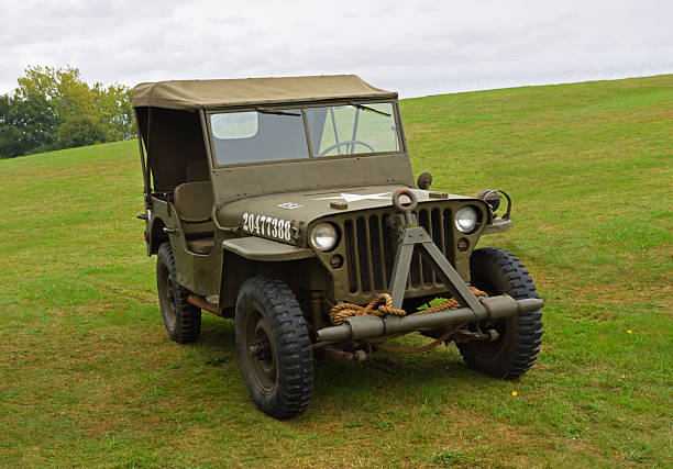 Ickwell, Bedfordshire, England - September 14, 2025: Vintage Ford GPW Willys Jeep parked on grass