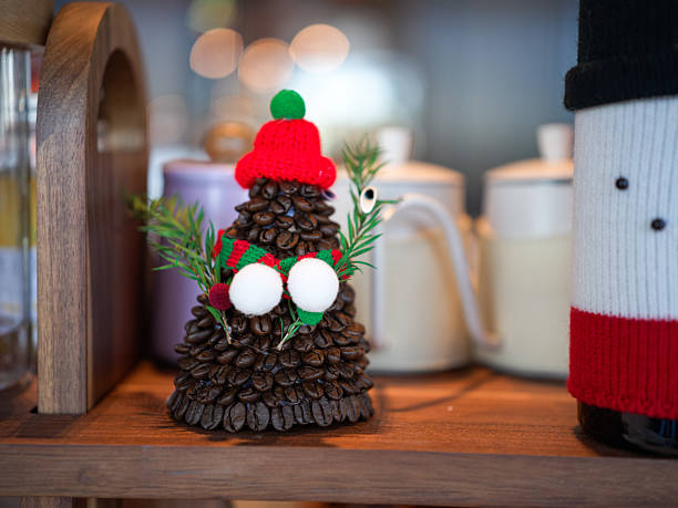 Handmade Coffee Bean Pinecone Christmas Tree Ornament