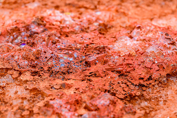 extreme close up of red-pink salt lagoon at Walvis Bay, Namibia