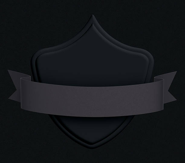 COAT OF ARMS WITH A BAND ON A DARK BACKGROUND.