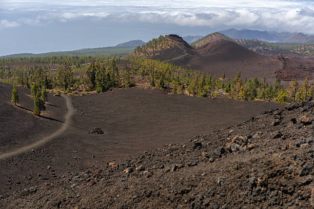 istock Volcanic trail above sea of clouds 2254591534