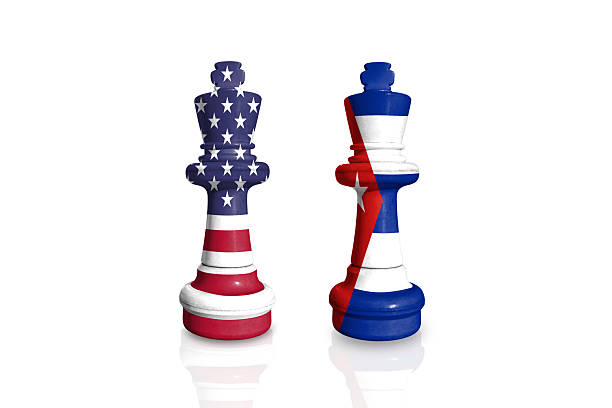 istock Chess made from flags of USA and Cuba 2254595374