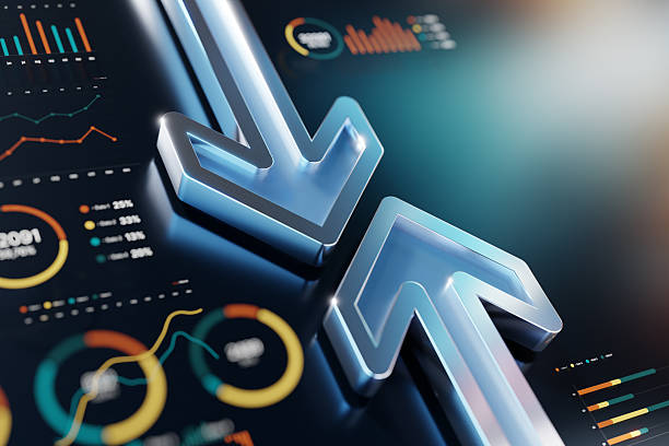 istock Futuristic Data Analytics Dashboard With Metallic Arrows and Vibrant Charts Showing Growth and Insight 2254596081