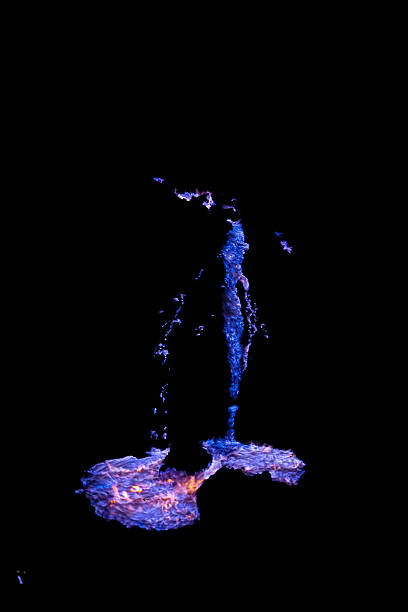 Blue lava at night at Ijen volcano, East Java, Indonesia