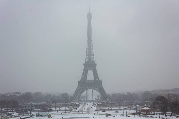 istock Eiffel Tower Landscape During Snowfall in Paris 2254598165