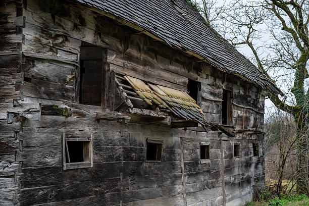 Aged Wooden Barn  Weathered and rustic wooden planks, showcasing the beauty of natural textures with rich, earthy tones.