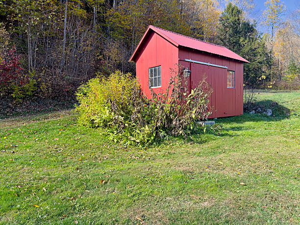 istock Wooden Farm Building In A Meadow 2254604281