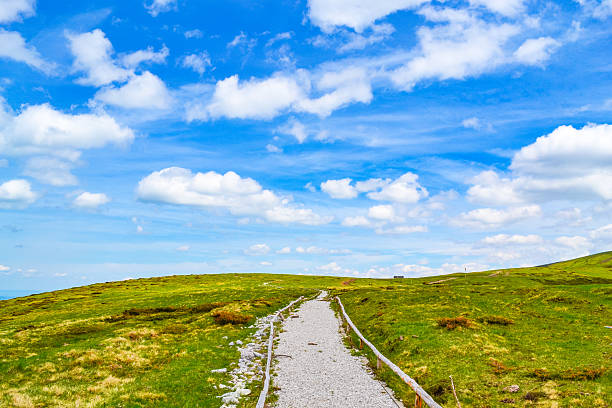 Central Balkan Nathional Park Bulgaria. Hiking Trail at Beklemeto area. Beklemeto is the highest point of the mountain pass Troyan-Karnare.