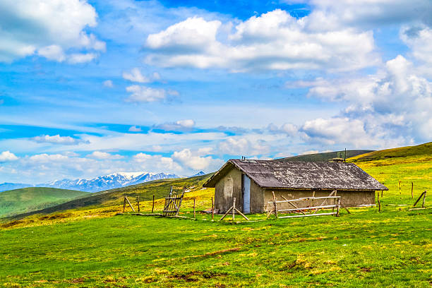 Outdoor iconic landscapes on the Dolomites: rocky mountains and dramatic skies