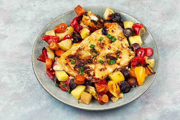 istock Spicy salmon fillet oven baked. 2254612249
