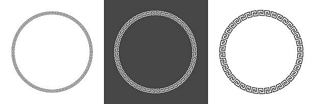 Decorative round frames inspired by ancient Greek geometric ornamentation. Classical borders suitable for modern graphic design
