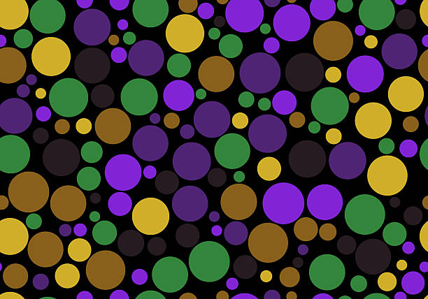 istock Mardi Gras seamless dot pattern. Vector illustration of Mardi Gras colors. Bright abstract dot mardi gras pattern 2254615326