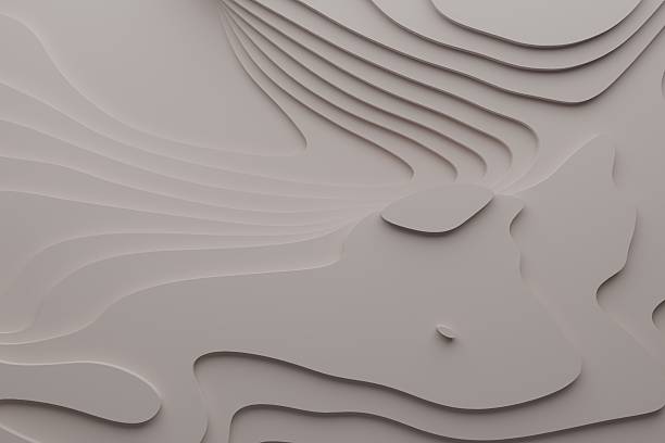 istock Modern topographic design with wavy layered gray surface 2254616745