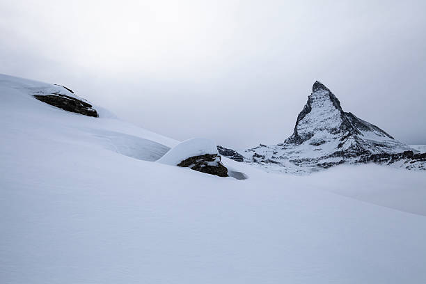 Minimalist Winter Landscape with Matterhorn Peak, Switzerland