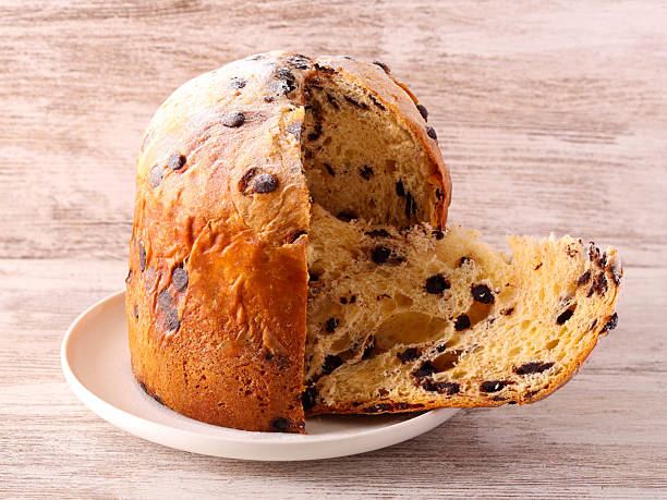 istock homemade Chocolate chip panettone on plate 2254624142