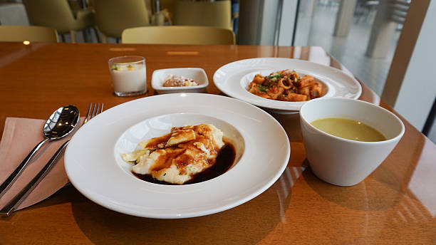 istock Dining Room Buffet aboard the abstract luxury cruise ship. Healthy breakfast at modern liner concept 2254626975