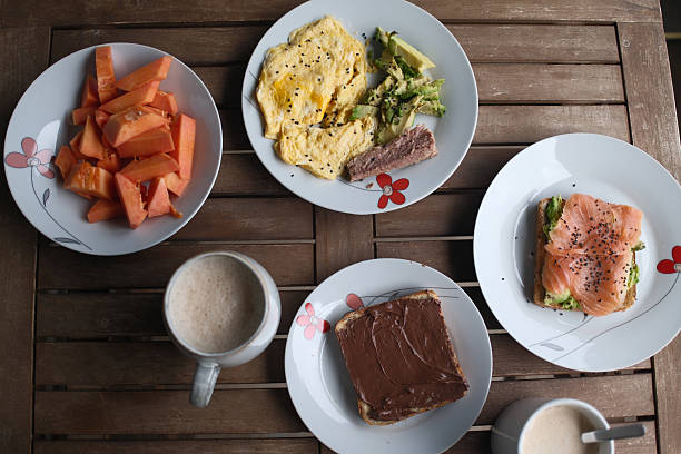 istock homemade breakfast with bread salmon ham eggs or chocolate 2254628359