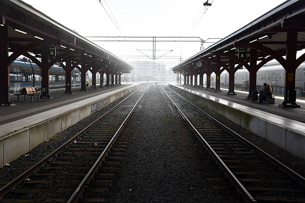 Gothenburg, Sweden, August 05.2025.A Swedish passenger train in Gothenburg at Centralstatation. Captured during a rainy day in summer season.