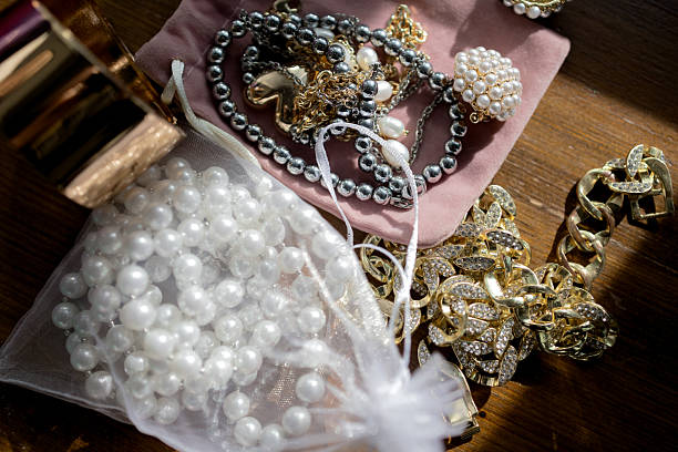 istock jewelry, beads, bracelets on the table 2254629753