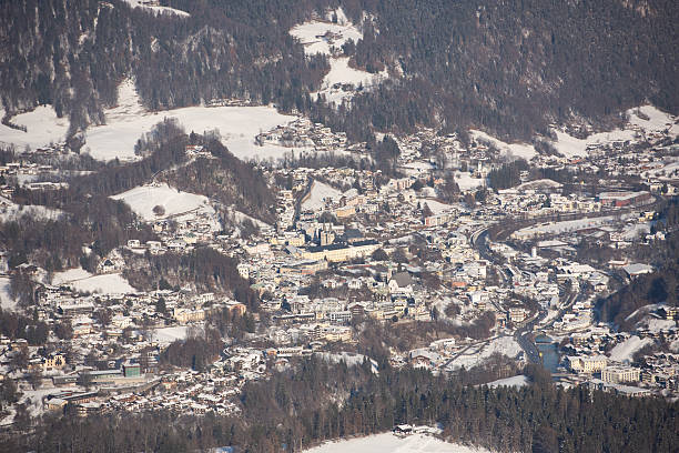 Aerial view of the town of Berchtesgaden, Bavaria, Germany