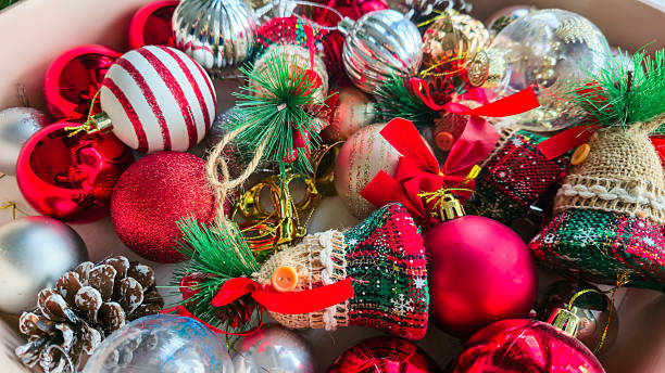 istock Box filled with colorful Christmas ornaments and decorations 2254632500
