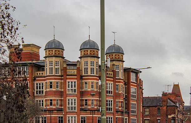 Oxford, United Kingdom - Dec 22, 2025: Beautiful Oxford architecture. An old brick building with domes on Worcester Street. Street photography of Oxford on a cloudy winter day.