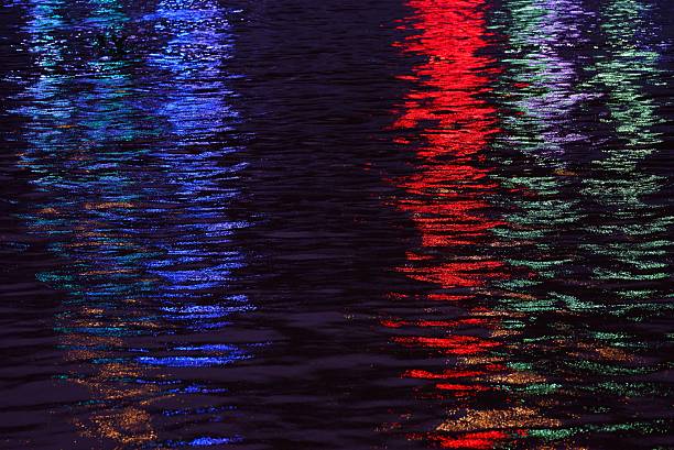 A night scene with water view