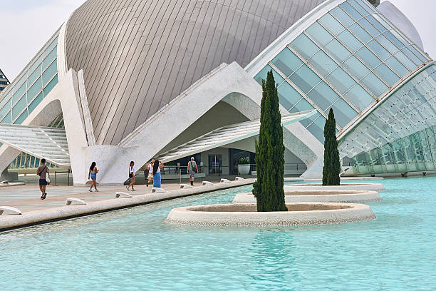 Valencia, Spain - June 15, 2025: Tourists visiting the complex of buildings and structures called City of Arts and Sciences (locally known in Valencian as \