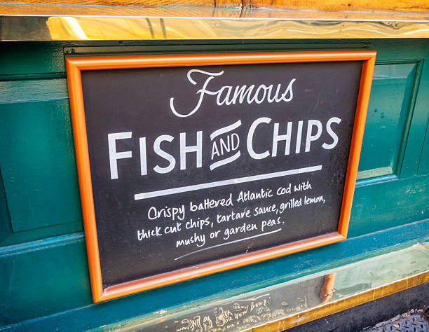 istock Fish and chips sign in Central London 2254637854