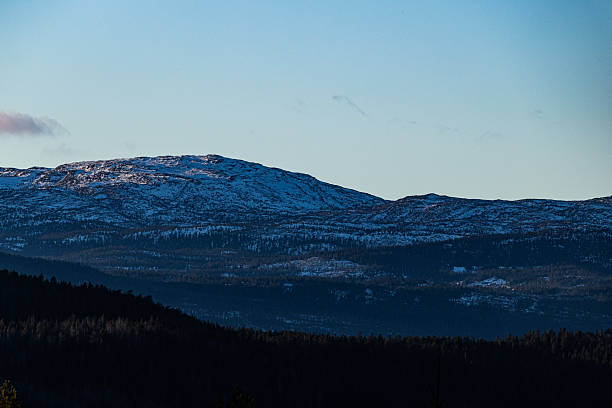 Nordmarka forest with Norefjell mountain in the horizon seen from Tryvann winter park.