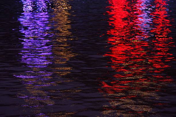 A night scene with water view