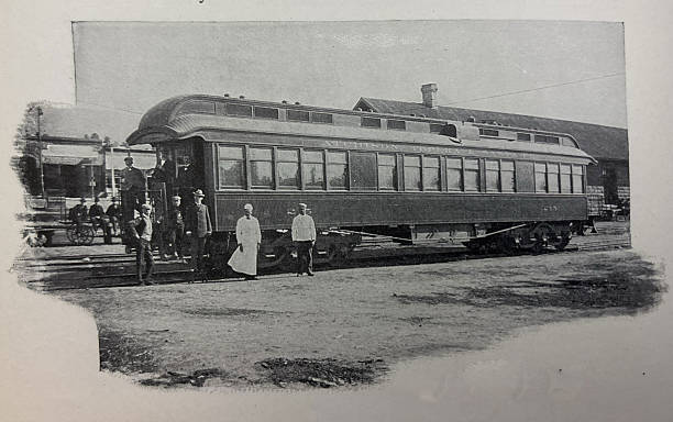 Antique illustration pre 1900 - a railcar in Flagstaff Arizona