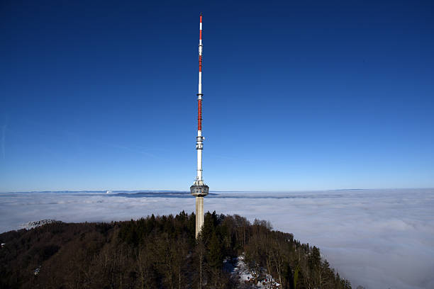Television tower on Avala mountain at the night,Drone PHOTOGRAPHY.