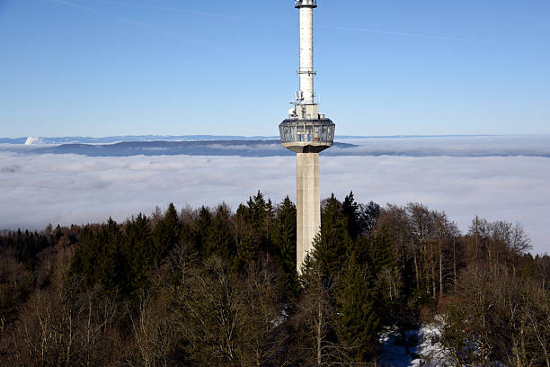 Uetliberg TV tower captured during a sunny day in winter season.