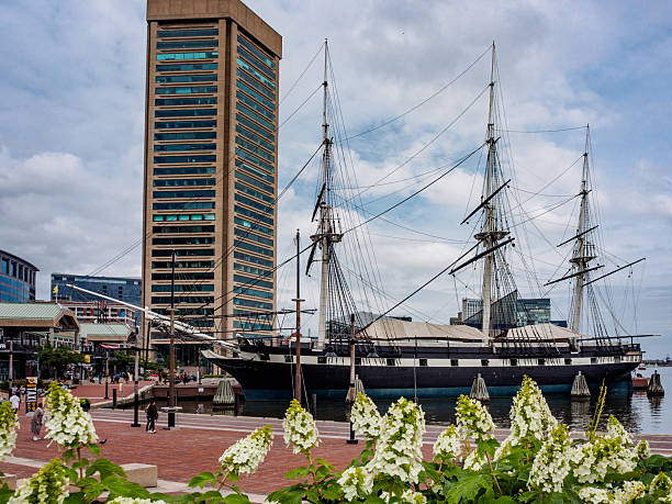 Baltimore, MD - May 29, 2025: USS Constellation docked in Inner Harbor.